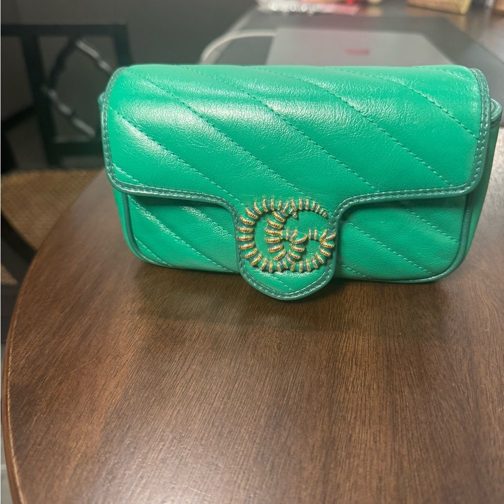 Gucci Marmont Emerald green Quilted Mini Bag